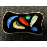 An Oystein Balle Norwegian enamelled silver brooch, the abstract shaped panel as an artists