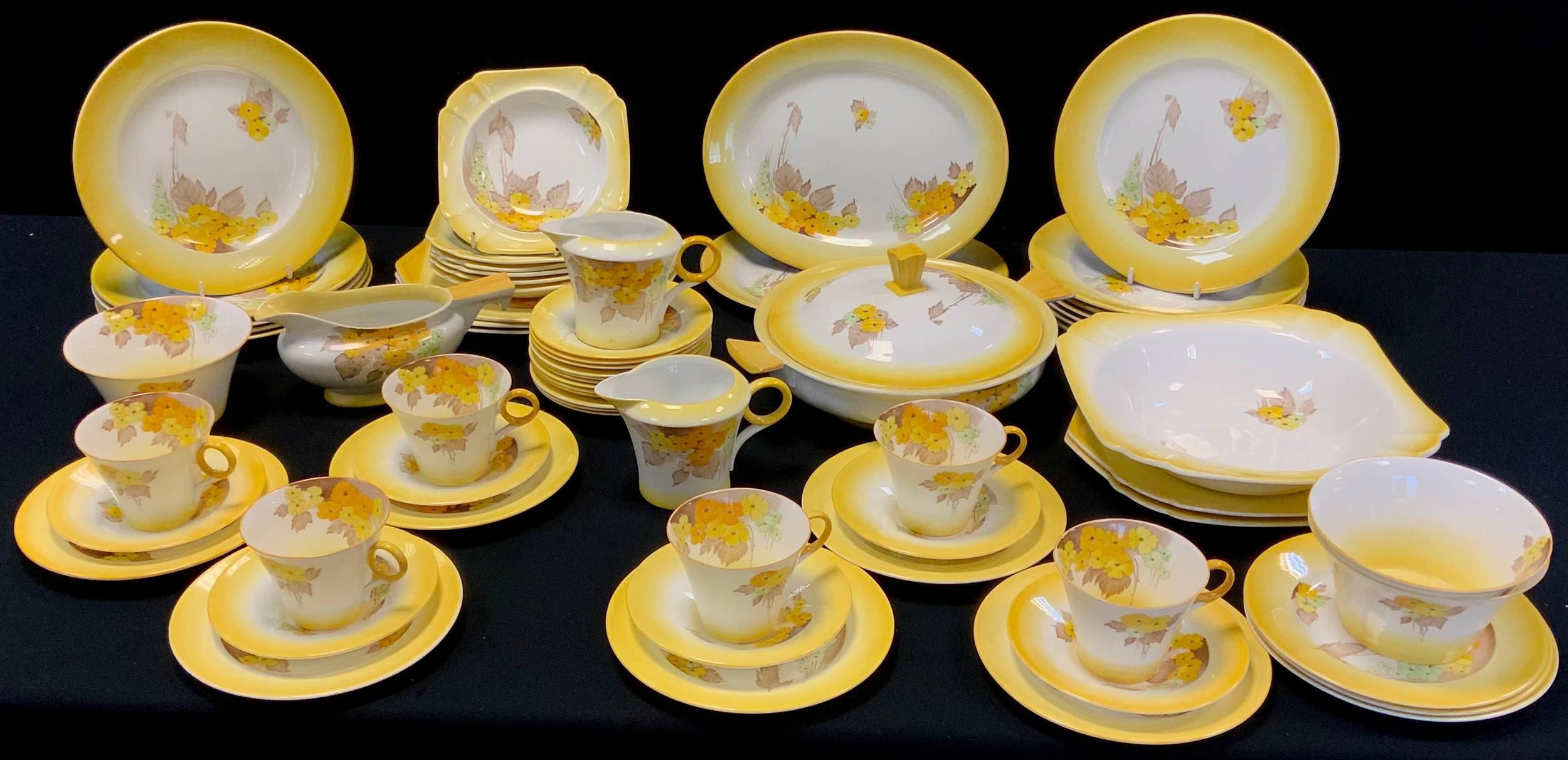 Shelley 'Phlox, Reg,No.781613 table service including six tea cups and saucers, six bowls, twelve