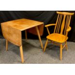 An Ercol Elm drop-leaf Kitchen / Dining table, 72cm high x 75cm x 63cm (136.5cm with leaves