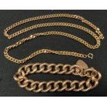 A 9ct gold curb link bracelet, 29.3g; a plated necklace