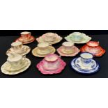 A Wileman Foley Cameo print snowdrop shape trio and bread plate, pattern number 5934; others 9332,