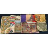 Textiles - a small knot work rug, tapestry panels, material samples etc