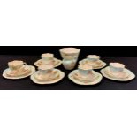 A Wileman Foley 7884 pattern tea set for six, dainty shape, comprising six cups, saucers and side
