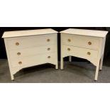 A white-painted pine chest of drawers, three long drawers, 80cm high x 91.5cm wide x 42.5cm; and a