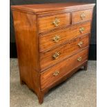 A George III mahogany chest of drawers, two short over three graduated long drawers, brass swan-neck