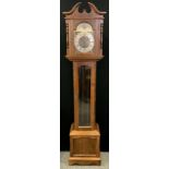 A Long case clock, by Emperor Clock Company, Germany, walnut stained hardwood case, swan-neck