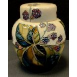 A Moorcroft pottery Blackberries pattern ginger jar and cover, 15cm high, impressed and painted