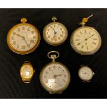 A Victorian silver open face centre seconds chronograph pocket watch, Birmingham 1896; others base
