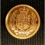 An Elizabeth II sovereign, 2002, 8g, cased