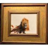 Dharbinder S. Bamrah (1965–2007), Male Lion, signed, oil on canvas, 36cm x 46cm.