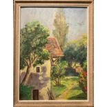 Jean-Louis Roux, Le Jardin, signed, oil on board, 48cm x 44.5cm.