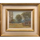 Terry Ward, Horses in the Paddock, signed, oil on board, 15cm x 20cm.