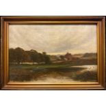 R. J. Hammond (Victorian school), Fisherman by the Church Lake, signed, dated 1865, oil on canvas,