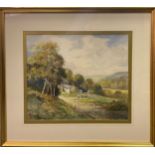 Michael Crawley, The Dove Valley Derbyshire, signed, watercolour, 35cm x 41cm.