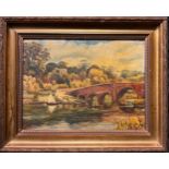 Alfred Robert Quinton, 'Summer Days by the Old Bridge', signed, oil on canvas, 28cm x 38cm.