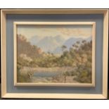 Leon Neordyk (20th century) Springtime Alpine Landscape, signed, oil on board, 80cm x 97cm