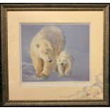 Pollyanna Pickering (1942 - 2018) Mother Polar Bear With Cub, limited edition print 11/100, signed