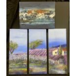 Anne Pollard (British, 20th century), A Triptych - 'Somewhere I, II, III' (Lavender fields,