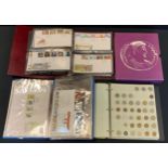 Stamps and Coins - British First Day Covers, two folders; coin collector's Album, mostly british