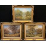 Les Parson, a set of three, Childhood Summers, signed, oils on canvas, each measuring 30.5cm x 40.