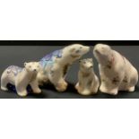 Royal Crown Derby Paperweights - Polar Bear, Polar Bear Cub Standing, Polar Bear Cub Sitting, all
