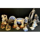 Ceramics - a Nao porcelain figure, Rabbits; others, Ducks, Girl; Country Artist dog; Portmerion