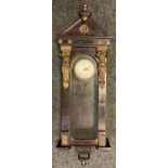 A reproduction French Empire style Vienna wall clock, 107cm high x 33cm wide.