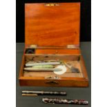 Pens & writing Equipment - Waterman's Ideal fountain pen, marbleised case in tones of red, black,