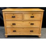 A Victorian pine chest of drawers, two short over two graduated long drawers, brass swan-neck