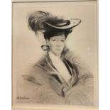 Chahine, Edgar (1874-1947), Mademoiselle Noyes, 2nd State, drypoint etching, signed in pencil to