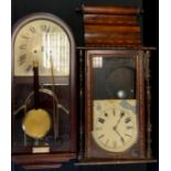 A Victorian marquetry cased Vienna wall clock, another 20th century, dome topped, both for repair/