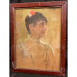 Continental school (early 20th century), Portrait of a lady, indistinctly signed, watercolour and