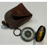 A WWI vintage Magnapole military compass, leather cased