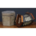 A 19th century concertina, by Lachenal & Co, London, twenty-two keys, steel reeds, serial no.