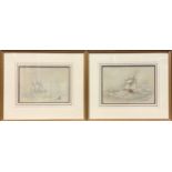 W J Leatham (19th century) A pair, HMS Childers and A Frigate Beating to Windward signed, dated
