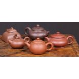 A Chinese Yixing teapot, moulded with lotus, 16.5cm long, seal mark; others (5)