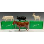 A Beswick model, of a Nigerian Pot-Bellied Pygmy Goat; others, White Boar, Berkshire Boar, Red