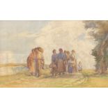Cecil Ross Burnett (1872 - 1933) Moving On signed, watercolour, 28.5cm x 46.5cm