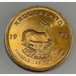 A South African gold Krugerrand, 1oz fine gold, 1975