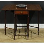 A George III Revival mahogany insect-leg table, rectangular top with fall leaves above a single