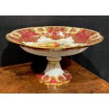 A Royal Worcester shaped pedestal comport, painted by R. Lewis, signed, with ripening fruit within