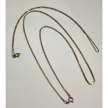 A 9ct gold box link necklace chain, marked 375, 6.2g; a 9ct gold box link necklace chain, marked 9k,