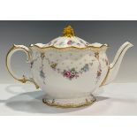 A Royal Crown Derby Royal Antoinette pattern teapot and cover, large size, 16.5cm high, printed mark