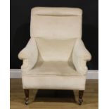 An early 20th century easy chair, 96cm high, 78cm wide, the seat 46cm wide and 52cm deep