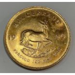 A South African gold Krugerrand, 1oz fine gold, 1980