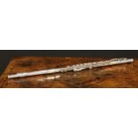 A Gemeinhardt M2S solid silver flute, in three sections, serial no. 407749, 71cm long overall, cased