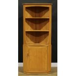 An Ercol floor-standing corner display cabinet, 179cm high, 76cm wide, 45.5cm deep