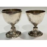 A Russian silver plated novelty pair of travelling egg cups, 7.5cm when sealed as an egg