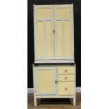 A retro mid-20th century painted utility cabinet, 192cm high, 78cm wide, 60cm deep
