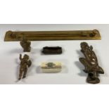 Boxes & Objects - a 19th century bronze putto; a lacquered brass rolling ruler, by U.W.W.,